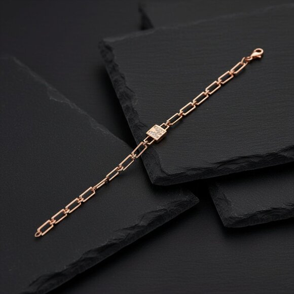 Emberglow Diamond 14K (or 18k upon request) Yellow Gold 4MM Chain Bracelet - Picture 4 of 4
